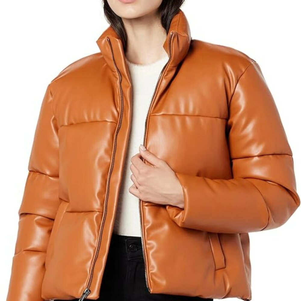 The Drop Priscilla Vegan Leather Puffer Jacket